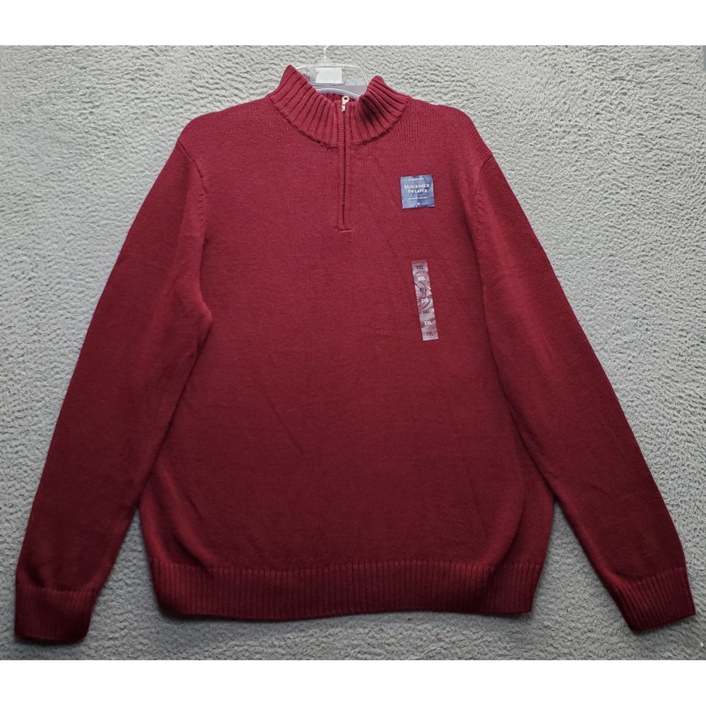 Croft & Barrow 1/4 Zip Pullover Sweater Mens XXL Dark Red Long Sleeve Mock Neck